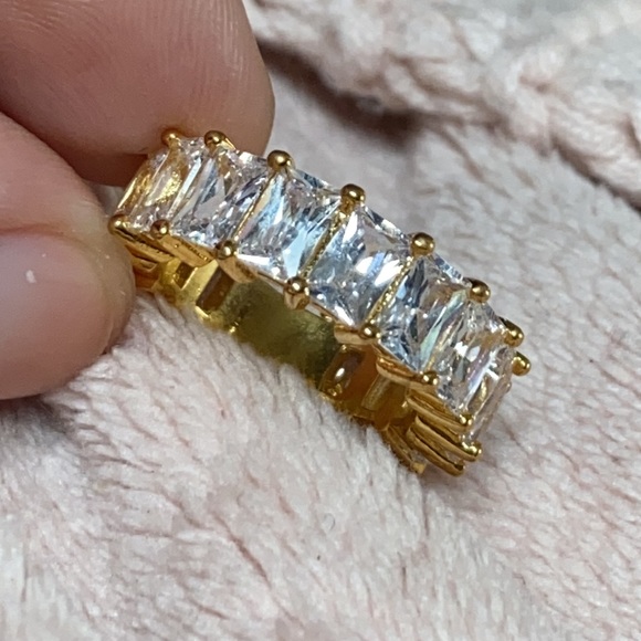 Emerald Gold Plated CZ Eternity Band - Picture 6 of 6